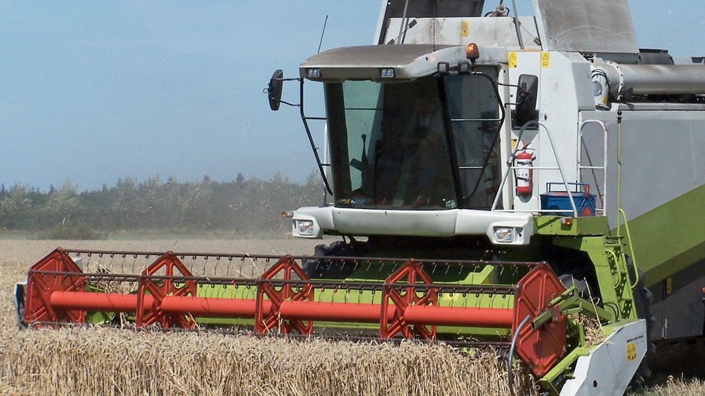 Vergrößerung des Bildes für Mähdrescher bei der Ernte.