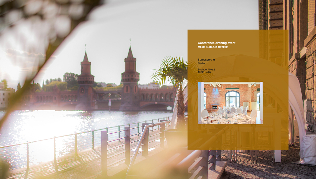 Vergrößerung des Bildes für The Spreespeicher Berlin, in front the address of Spreespeicher Berlin.