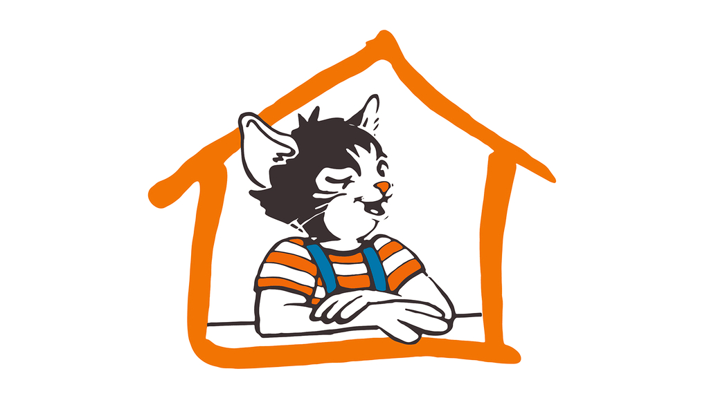 Vergrößerung des Bildes für Kater Moritz sitzt im Häuschen und zwinkt mit einem Auge zu.