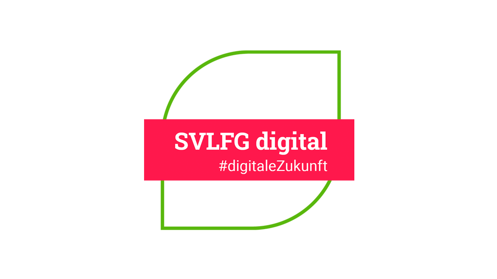 Vergrößerung des Bildes für Grünes Blattelement mit magentafarbenem Streifen und dem Text SVLFG digital #digitaleZukunft.