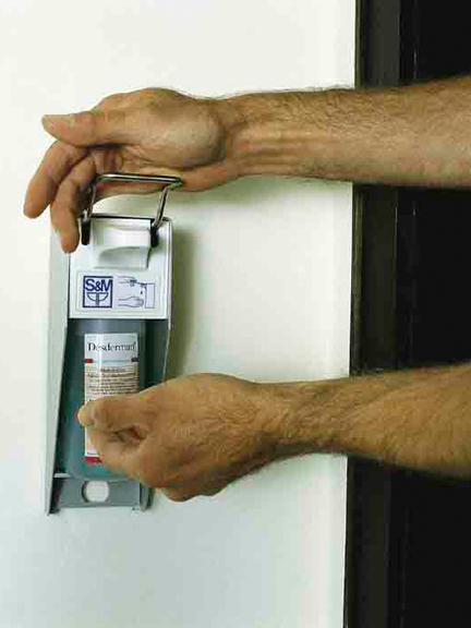 Vergrößerung des Bildes für Händedesinfektionsgerät wird bedient.