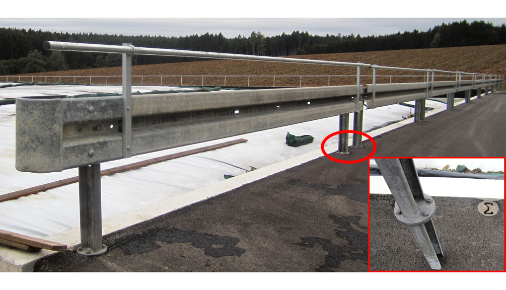 Vergrößerung des Bildes für Detaildarstellung Befestigung Geländer am Betonboden.