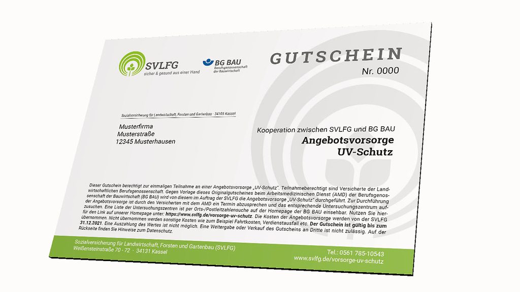 Vergrößerung des Bildes für Gutschein für Angebotsvorsorge UV-Schutz.