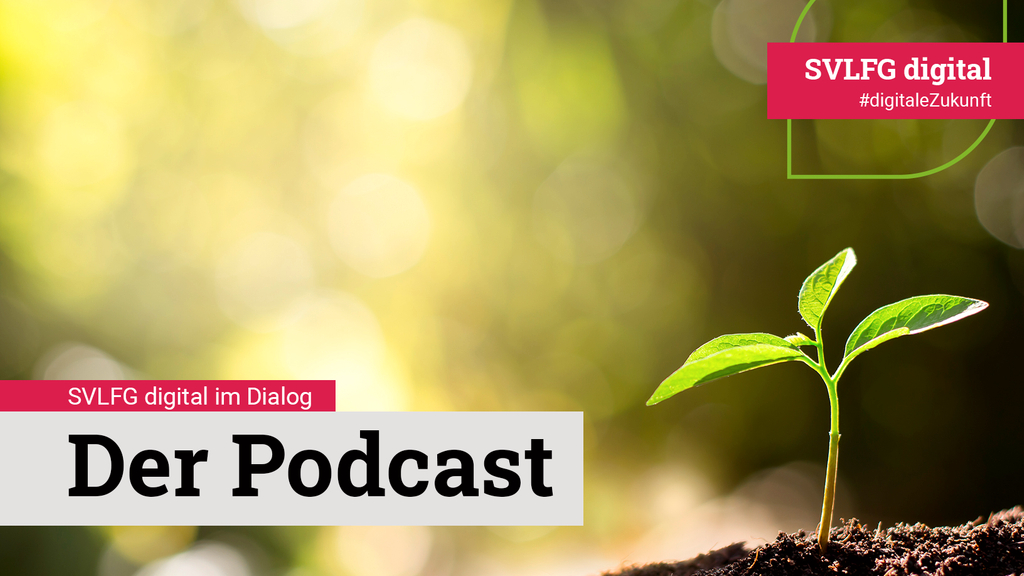 Vergrößerung des Bildes für Vorschaubild für den SVLFG Podcast. Ein Keimling mit drei Blättern wächst aus der Erde..